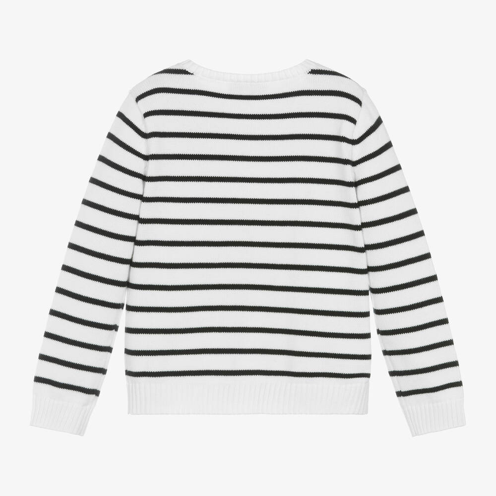 Sonia Rykiel Paris-Girls White & Black Striped Cotton Cardigan | Childrensalon Outlet