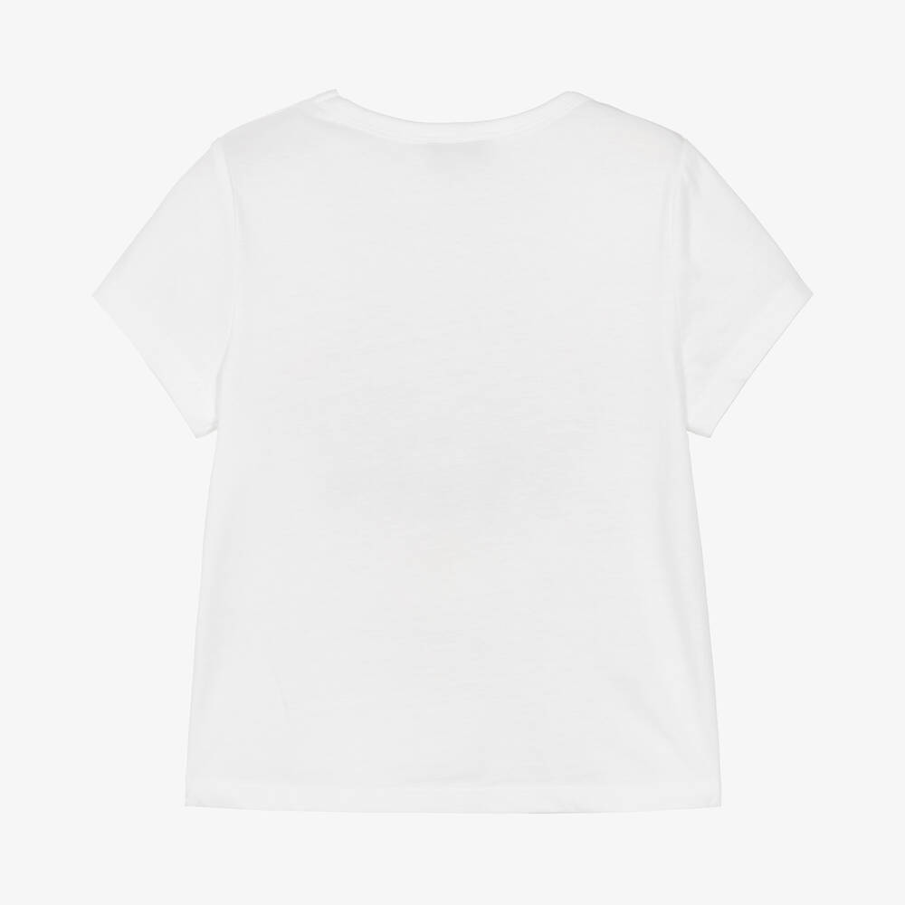 Sonia Rykiel Paris-Girls White Cotton Eifel Tower T-Shirt | Childrensalon Outlet