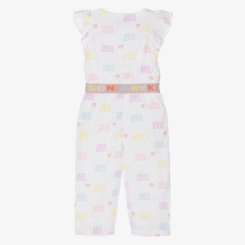 Sonia Rykiel Paris-Girls White Cotton Embroidered Jumpsuit | Childrensalon Outlet