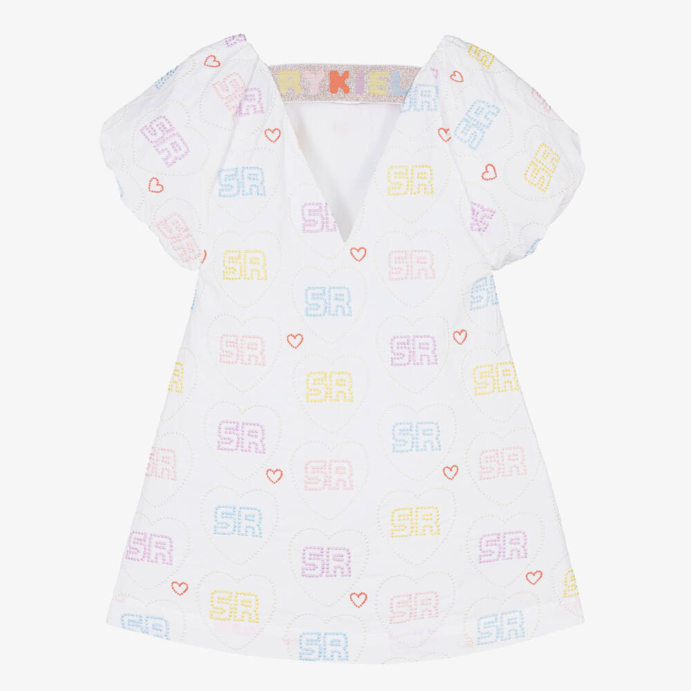 Sonia Rykiel Paris-Girls White Cotton Heart Dress | Childrensalon Outlet