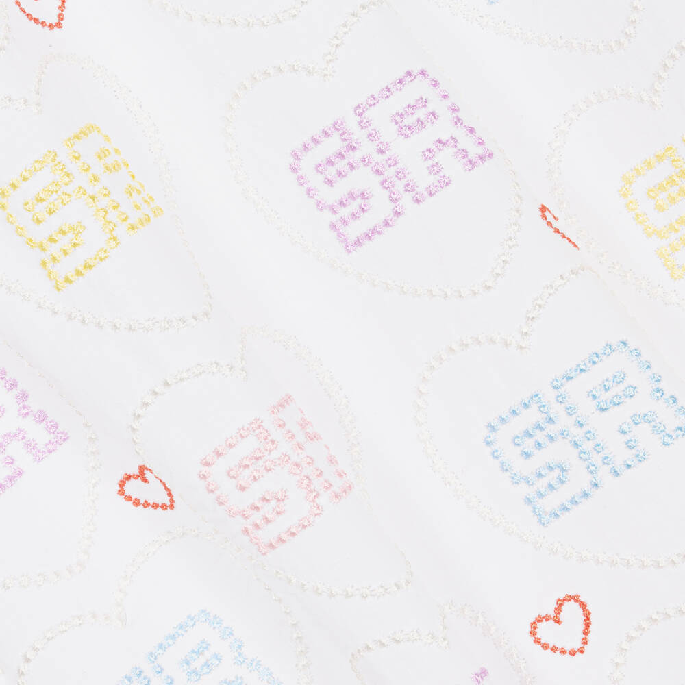 Sonia Rykiel Paris-Girls White Cotton Heart Dress | Childrensalon Outlet