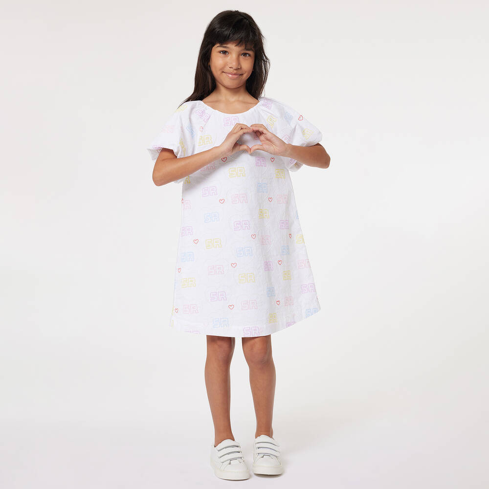 Sonia Rykiel Paris-Girls White Cotton Heart Dress | Childrensalon Outlet