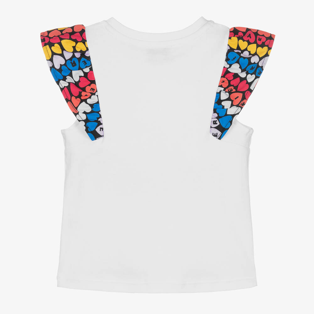 Sonia Rykiel Paris-Girls White Cotton Heart T-Shirt | Childrensalon Outlet