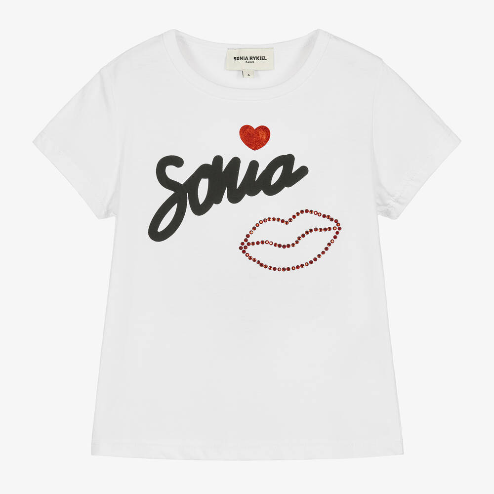 Sonia Rykiel Paris-تيشيرت قطن لون أبيض للبنات | Childrensalon Outlet