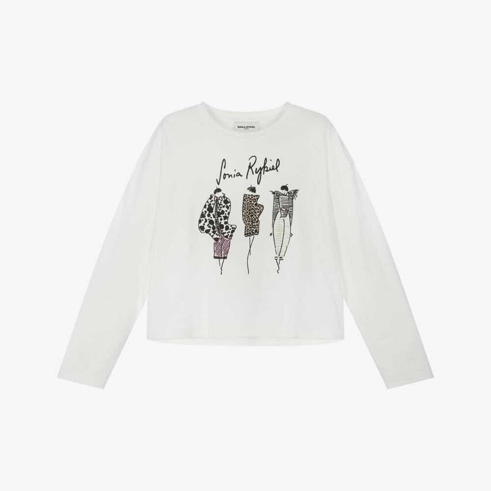 Sonia Rykiel Paris-بلوزة فنية من القطن العاجي للبنات | Childrensalon Outlet