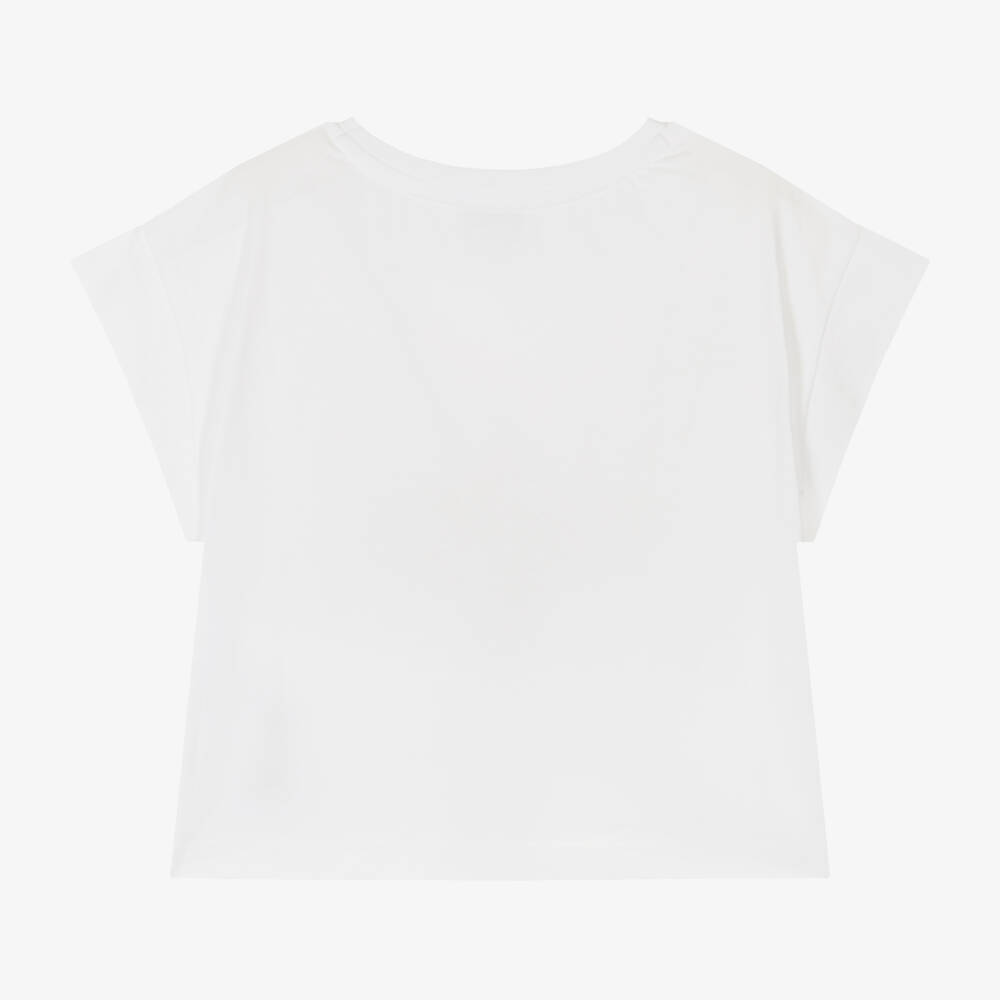 Sonia Rykiel Paris-Girls White Floral Cotton Tee | Childrensalon Outlet
