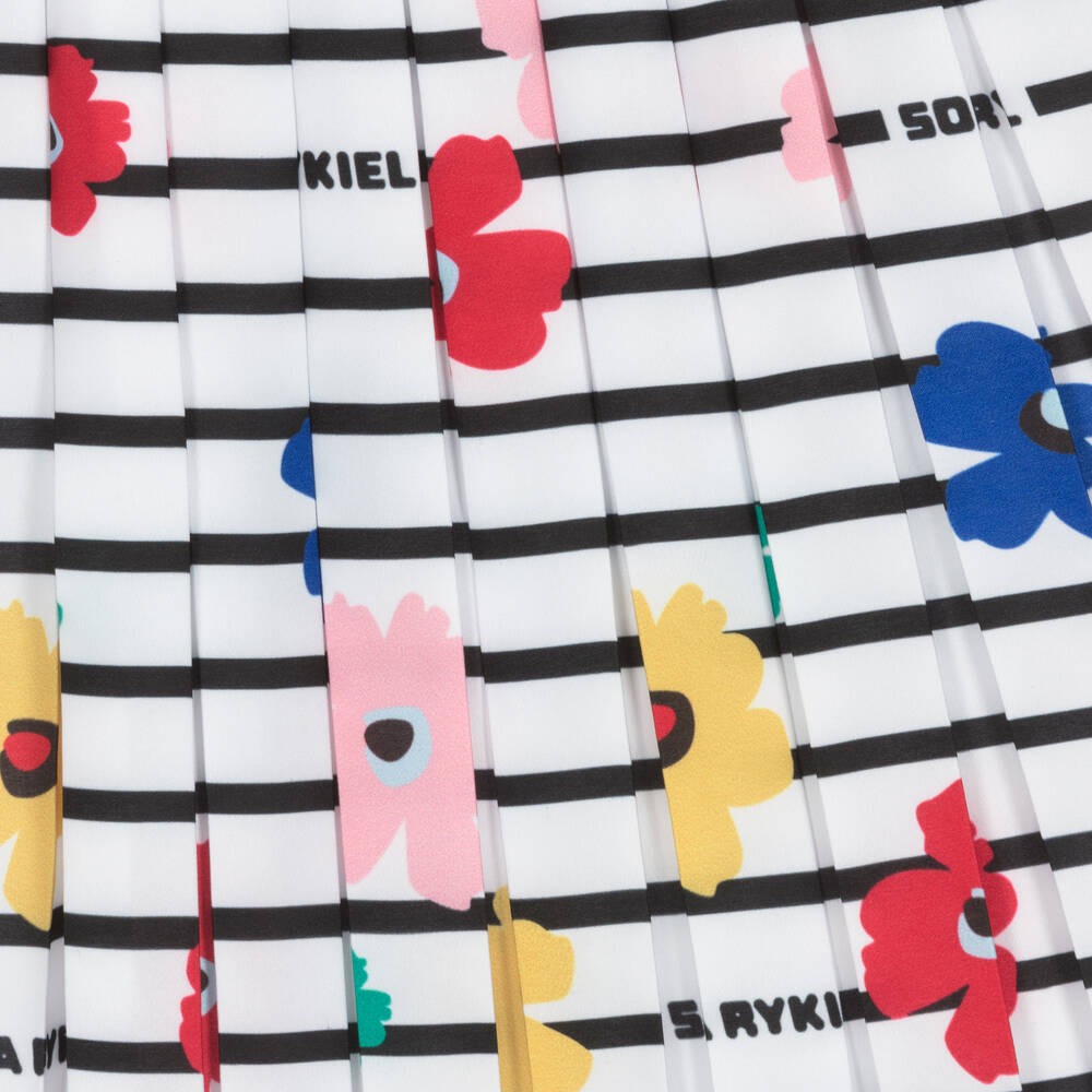 Sonia Rykiel Paris-Girls White Floral Pleated Skirt | Childrensalon Outlet