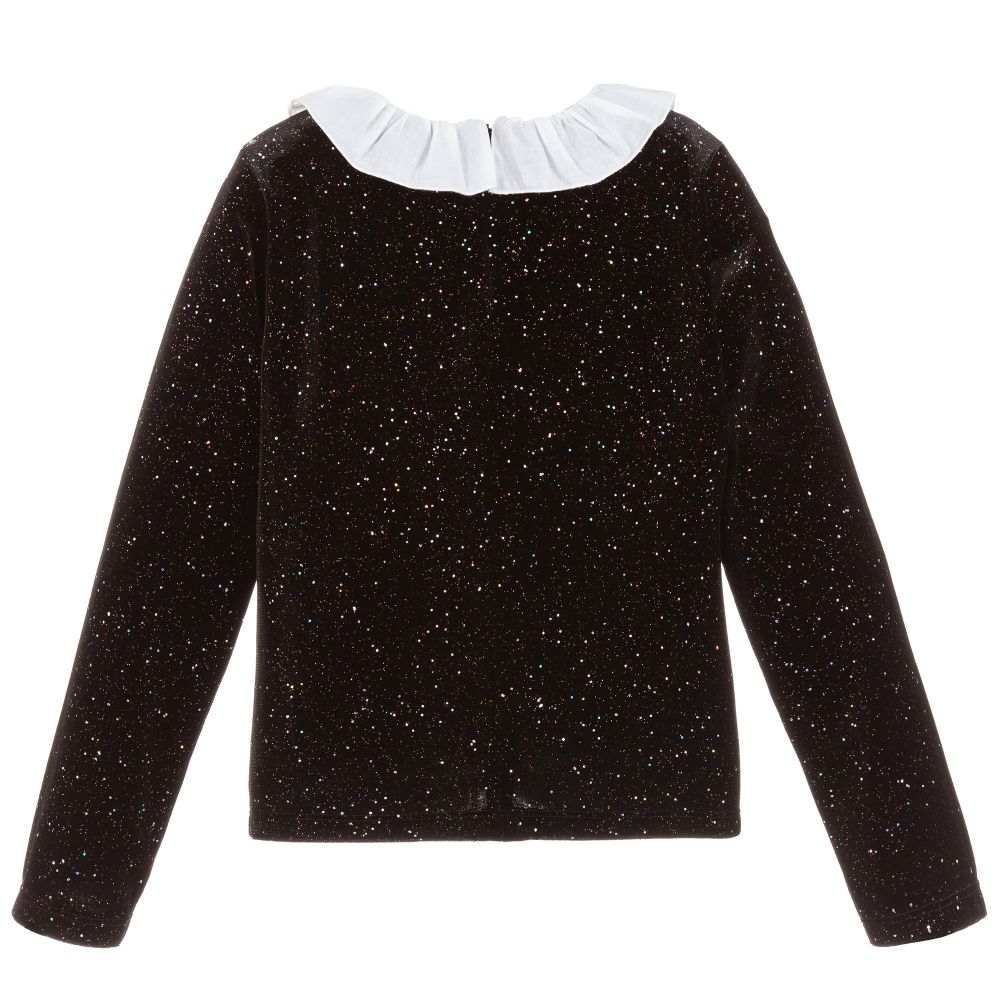 Sonia Rykiel Paris-Glittery Black Velour Top | Childrensalon Outlet
