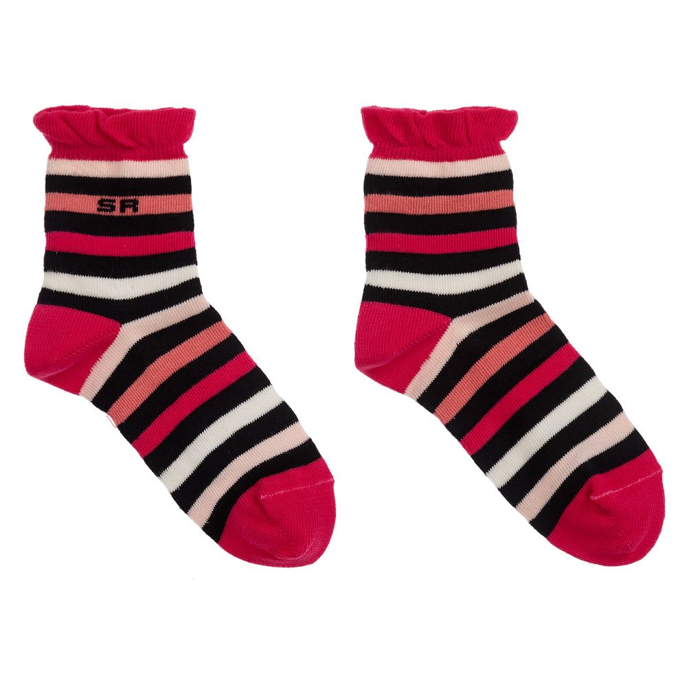 Sonia Rykiel Paris - Pink & Black Striped Socks | Childrensalon