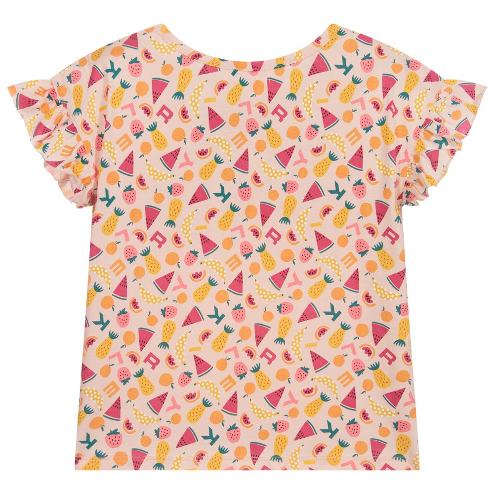 Sonia Rykiel Paris-Розовая хлопковая футболка с фруктами | Childrensalon Outlet