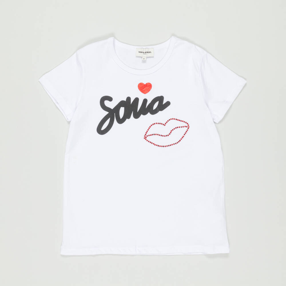 Sonia Rykiel Paris-Preloved Girls White Cotton Logo T-Shirt (10 years) | Childrensalon Outlet