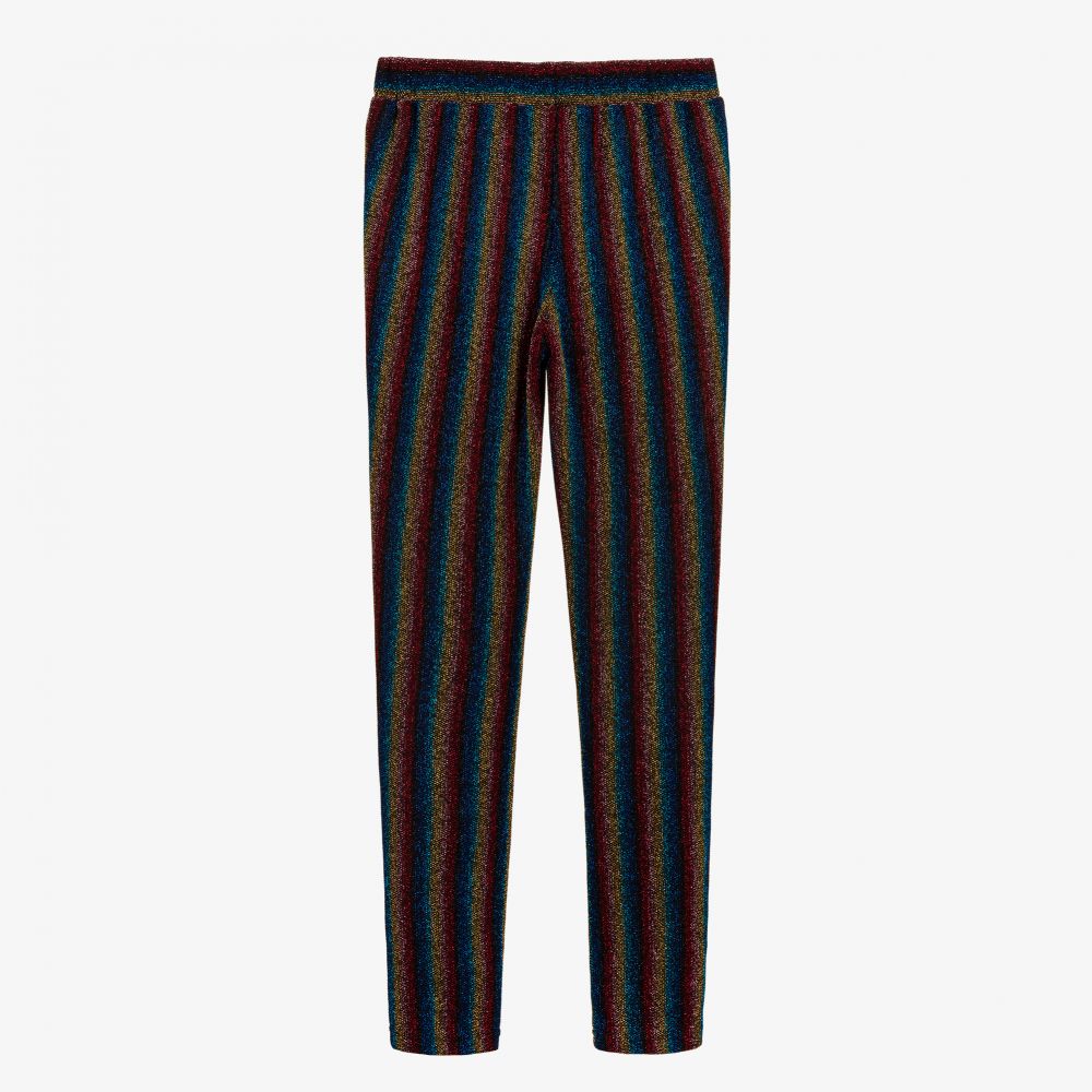 Sonia Rykiel Paris-Легинсы в радужную полоску с люрексом | Childrensalon Outlet