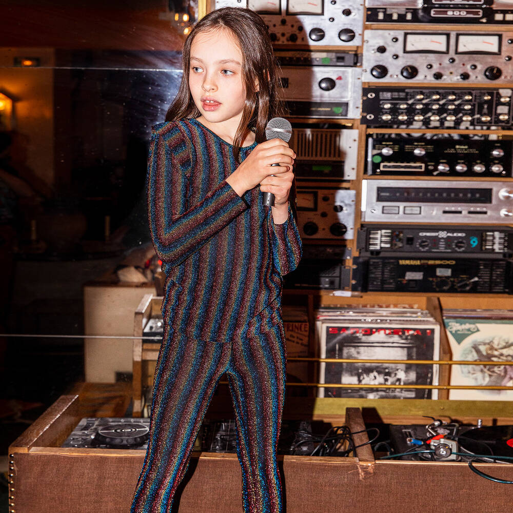 Sonia Rykiel Paris-Легинсы в радужную полоску с люрексом | Childrensalon Outlet