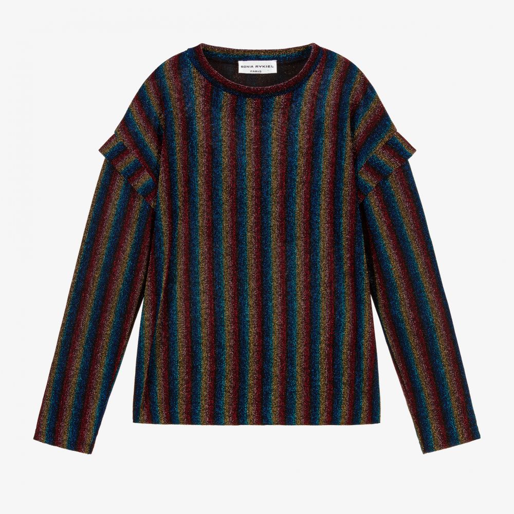 Sonia Rykiel Paris-Rainbow Striped Lurex Top | Childrensalon Outlet
