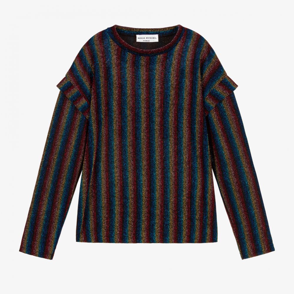 Sonia Rykiel Paris - Rainbow Striped Lurex Top | Childrensalon