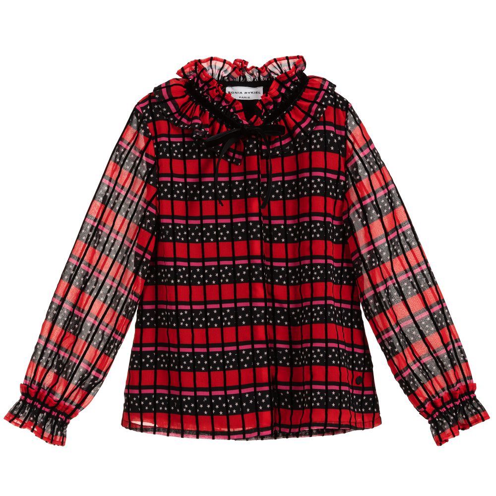 Sonia Rykiel Paris - Chemisier rouge et noir rayé | Childrensalon