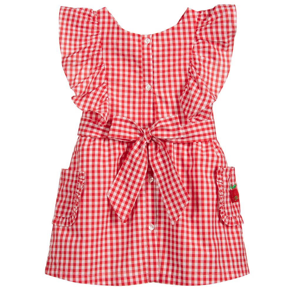 Sonia Rykiel Paris - Red Cotton Gingham Dress | Childrensalon