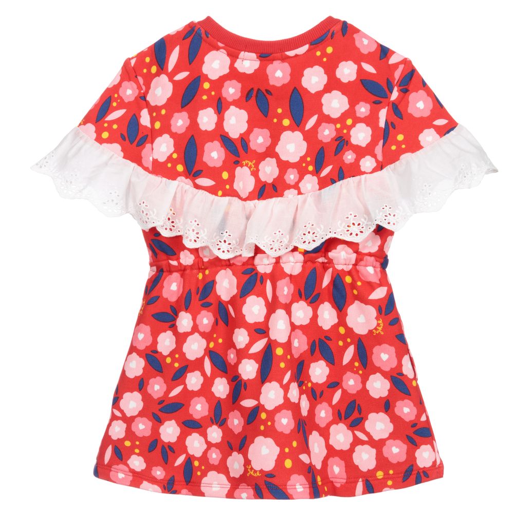 Sonia Rykiel Paris-Red Cotton Jersey Floral Dress | Childrensalon Outlet
