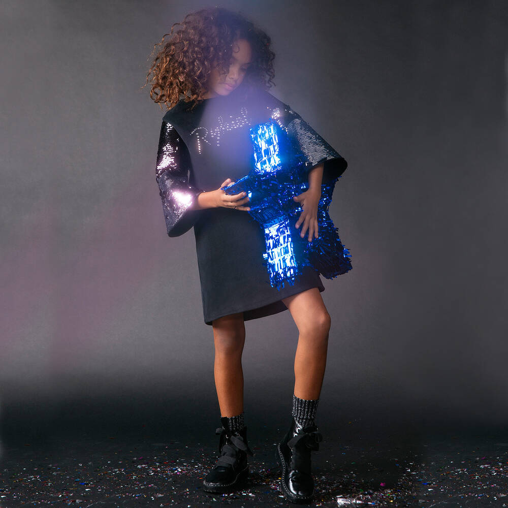 Sonia Rykiel Paris-Sequin Sleeves Jersey Dress | Childrensalon Outlet