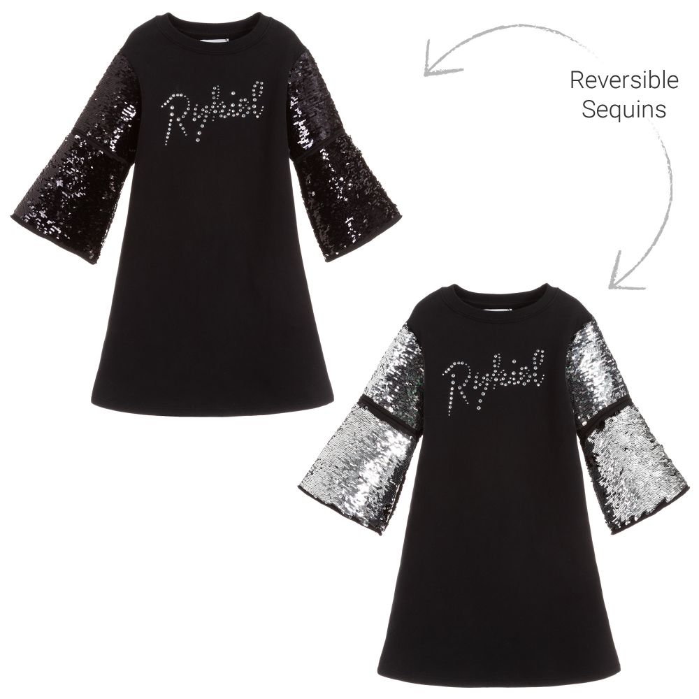 Sonia Rykiel Paris - فستان قطن وترتر بوجهين لون أسود | Childrensalon