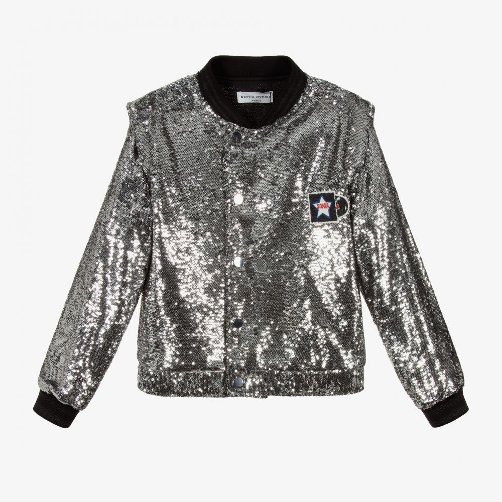 Sonia Rykiel Paris - Silver Sequin Bomber Jacket | Childrensalon