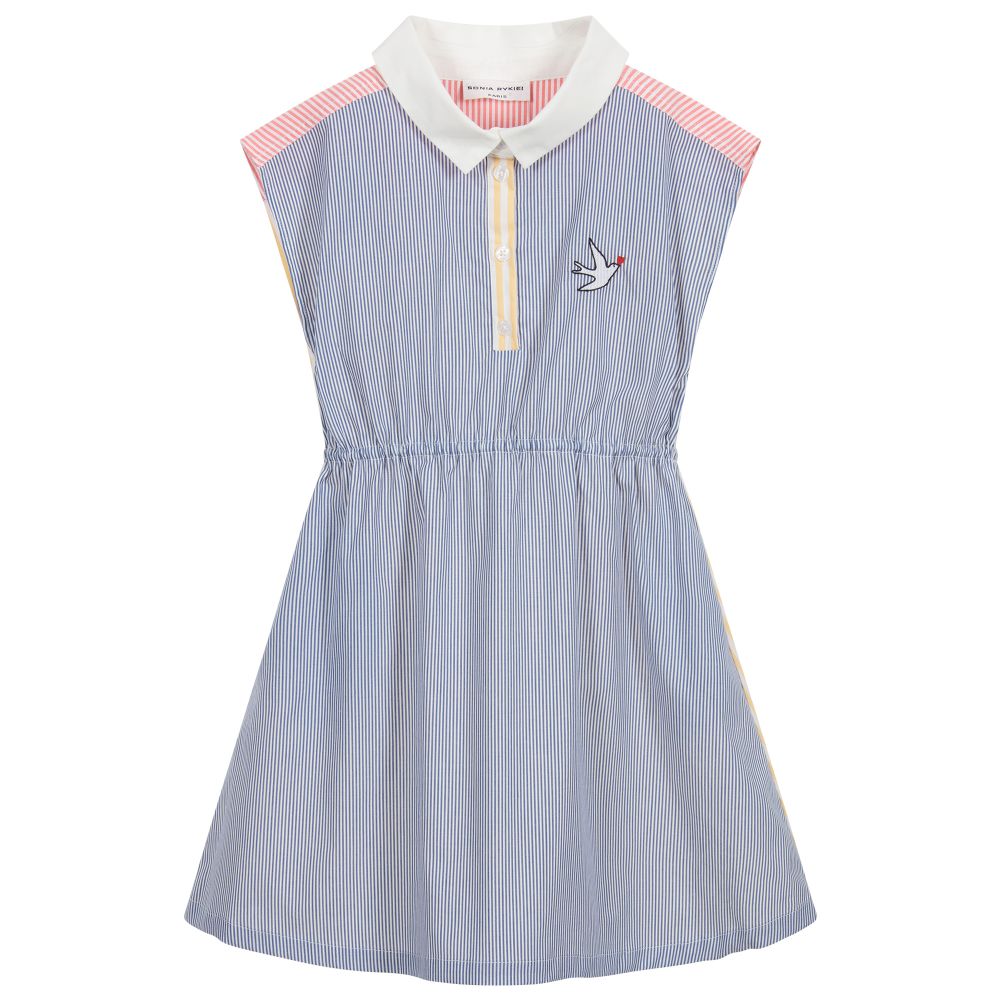 Sonia Rykiel Paris - Хлопковое платье-рубашка в полоску | Childrensalon