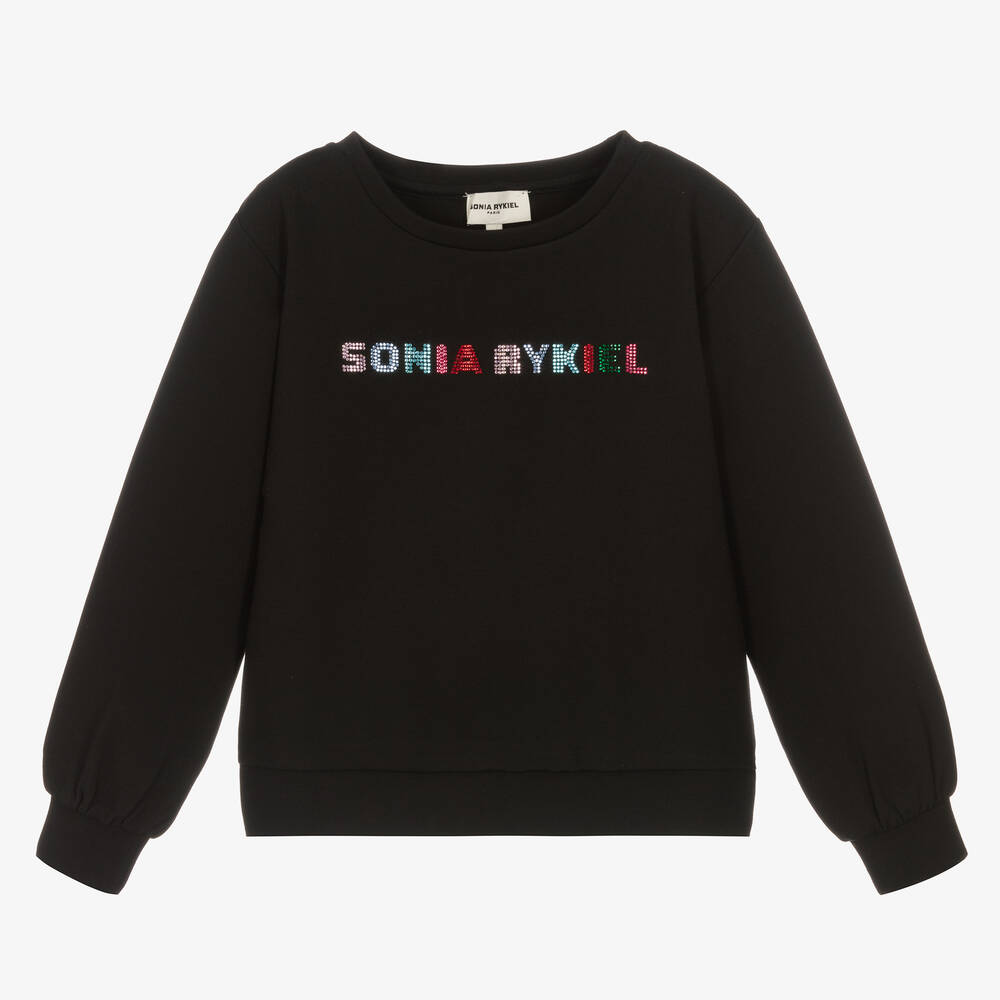 Sonia Rykiel Paris - Teen Girls Black Diamanté Sweatshirt | Childrensalon