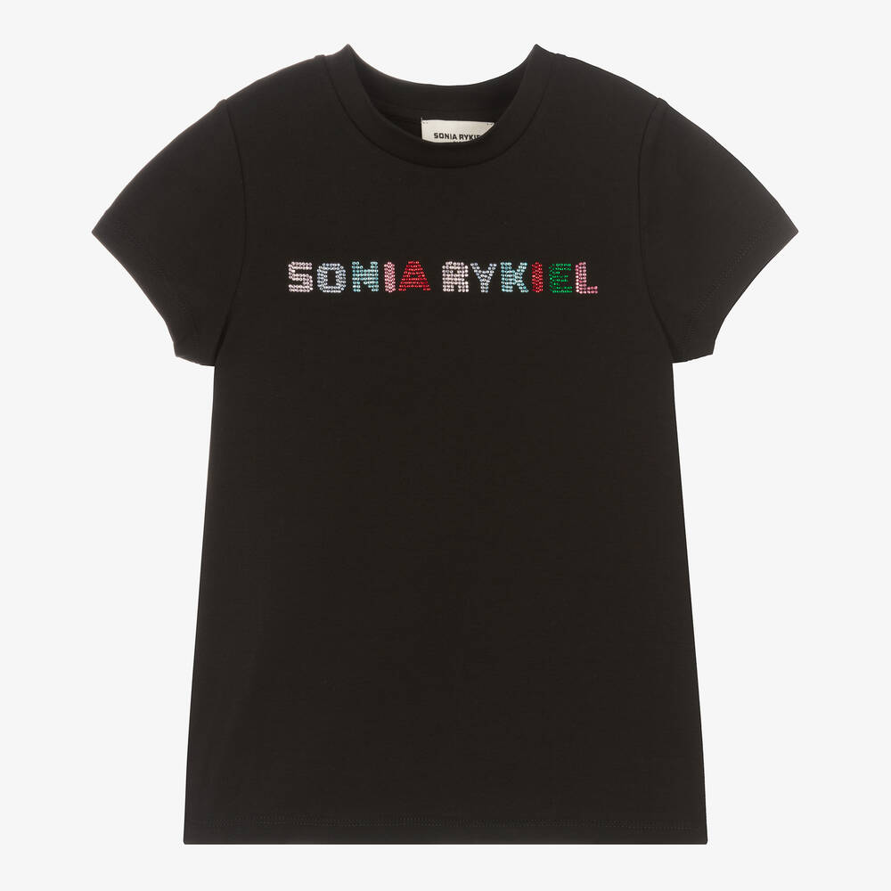 Sonia Rykiel Paris - Teen Girls Black Diamanté T-Shirt | Childrensalon