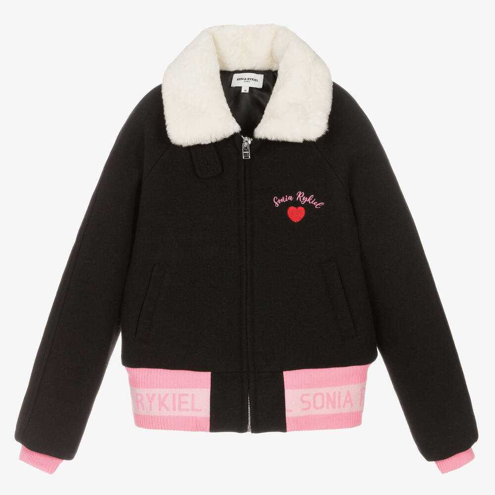 Sonia Rykiel Paris - Bomber noir et rose ado fille | Childrensalon