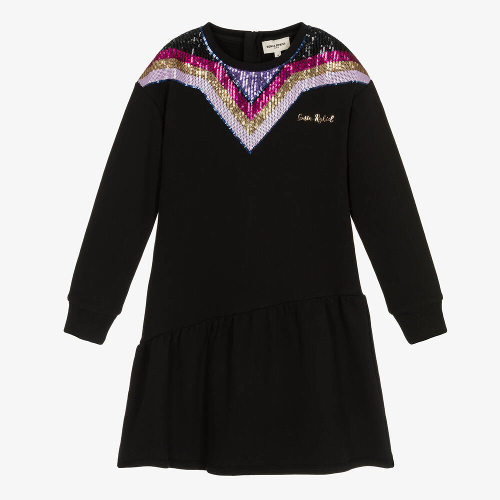 Sonia Rykiel Paris-Teen Girls Black Sequin Stripe Dress | Childrensalon Outlet