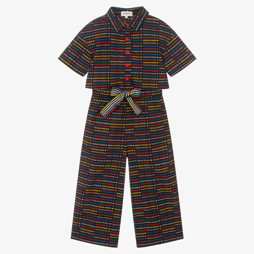Sonia Rykiel Paris-جمبسوت تينز بناتي قطن مقلم لون أسود | Childrensalon Outlet