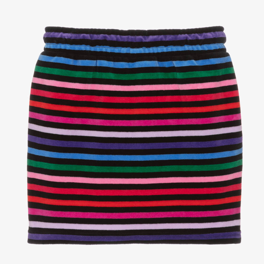 Sonia Rykiel Paris-Teen Girls Black Striped Velour Skirt | Childrensalon Outlet