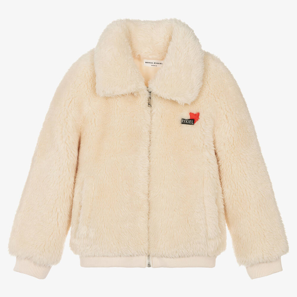 Sonia Rykiel Paris - Teen Girls Ivory Faux Fur Jacket | Childrensalon