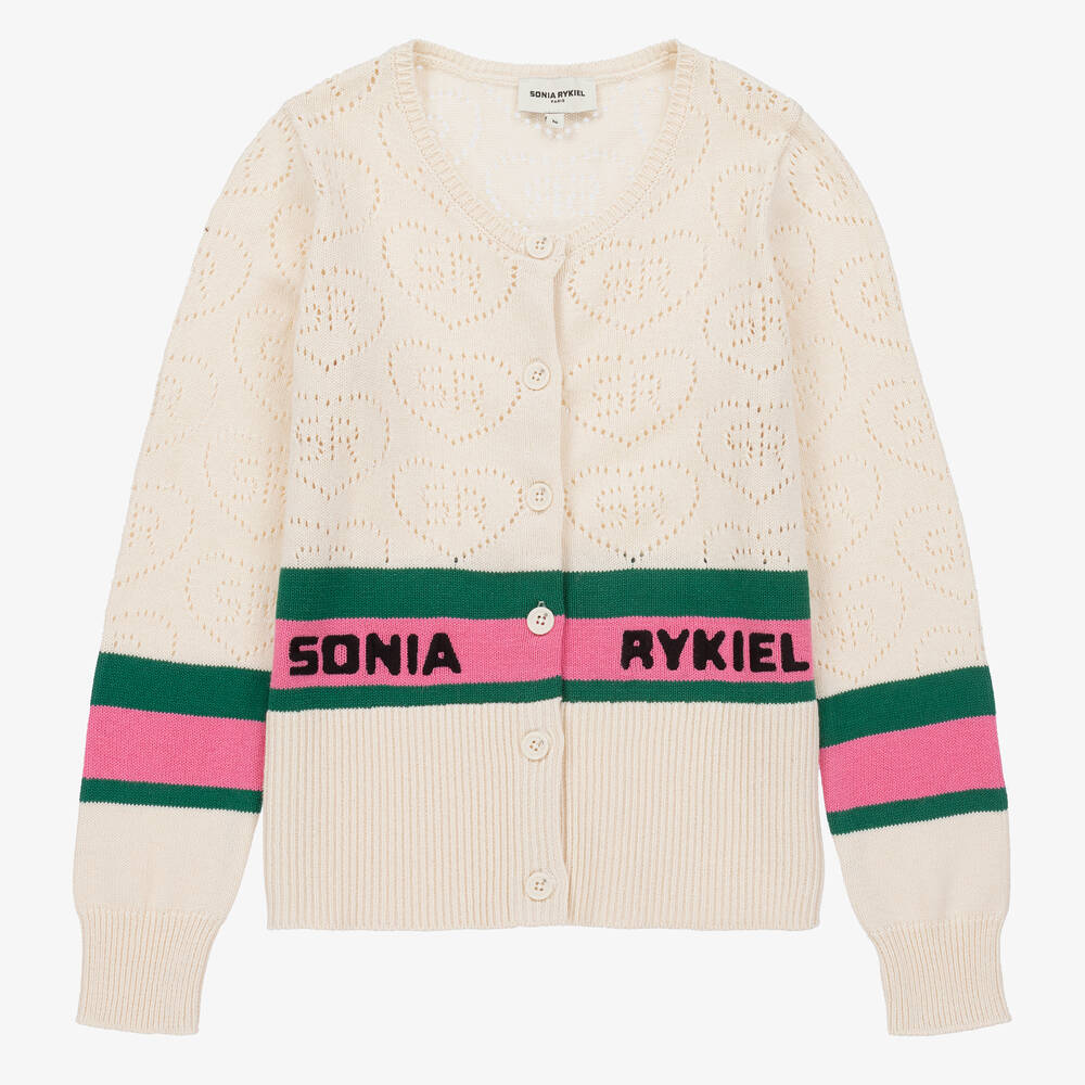 Sonia Rykiel Paris - Pointelle-Strickjacke Elfenbein  | Childrensalon