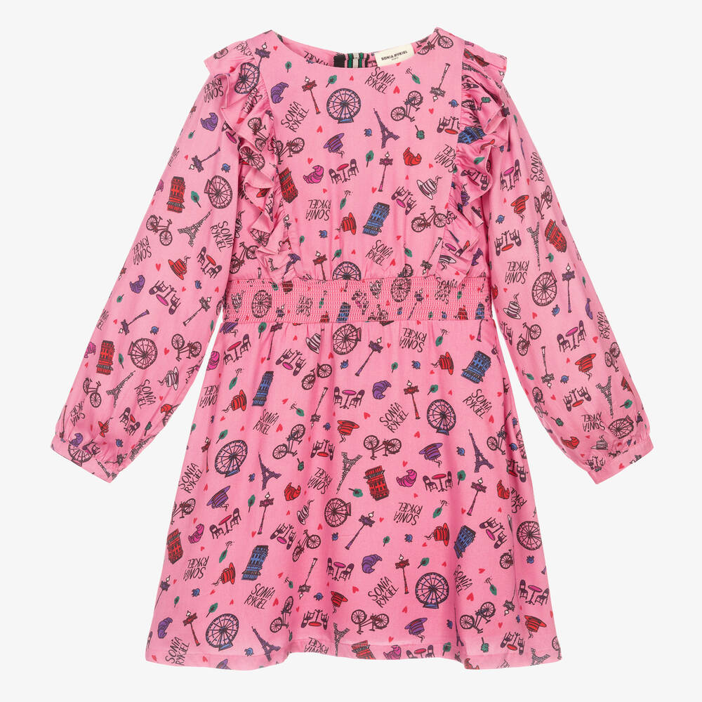 Sonia Rykiel Paris-Teen Girls Pink Café Print Dress | Childrensalon Outlet