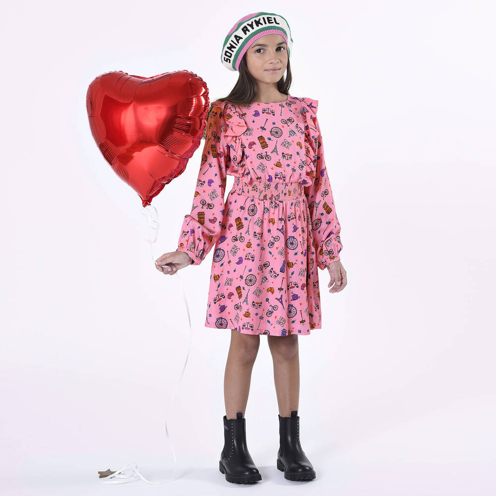 Sonia Rykiel Paris-Teen Girls Pink Café Print Dress | Childrensalon Outlet