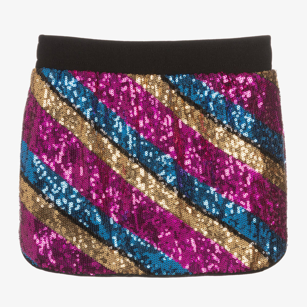 Sonia Rykiel Paris-تنورة مزينة بترتر لون زهري وذهبي تينز بناتي | Childrensalon Outlet