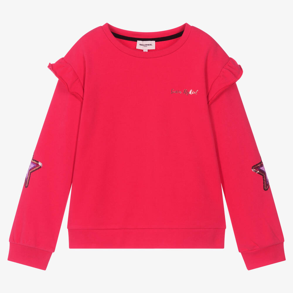 Sonia Rykiel Paris - Sweat-shirt rose étoiles en sequins | Childrensalon