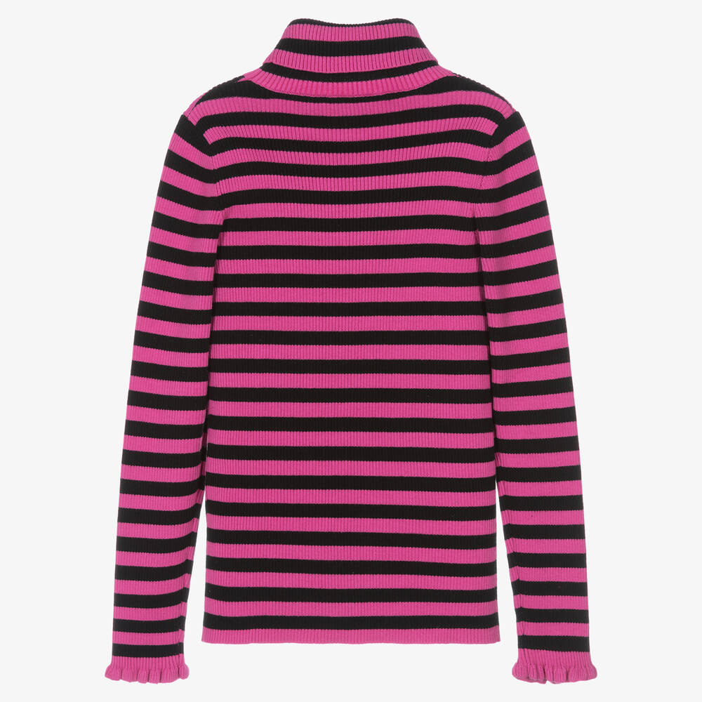 Sonia Rykiel Paris Teen Girls Pink Striped Roll Neck Jumper