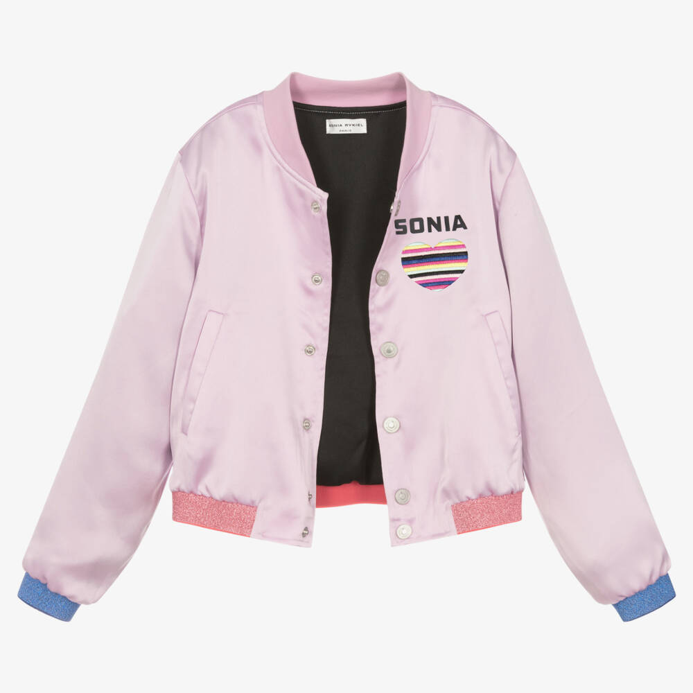 Sonia Rykiel Paris-Teen Girls Purple Satin Bomber Jacket | Childrensalon Outlet