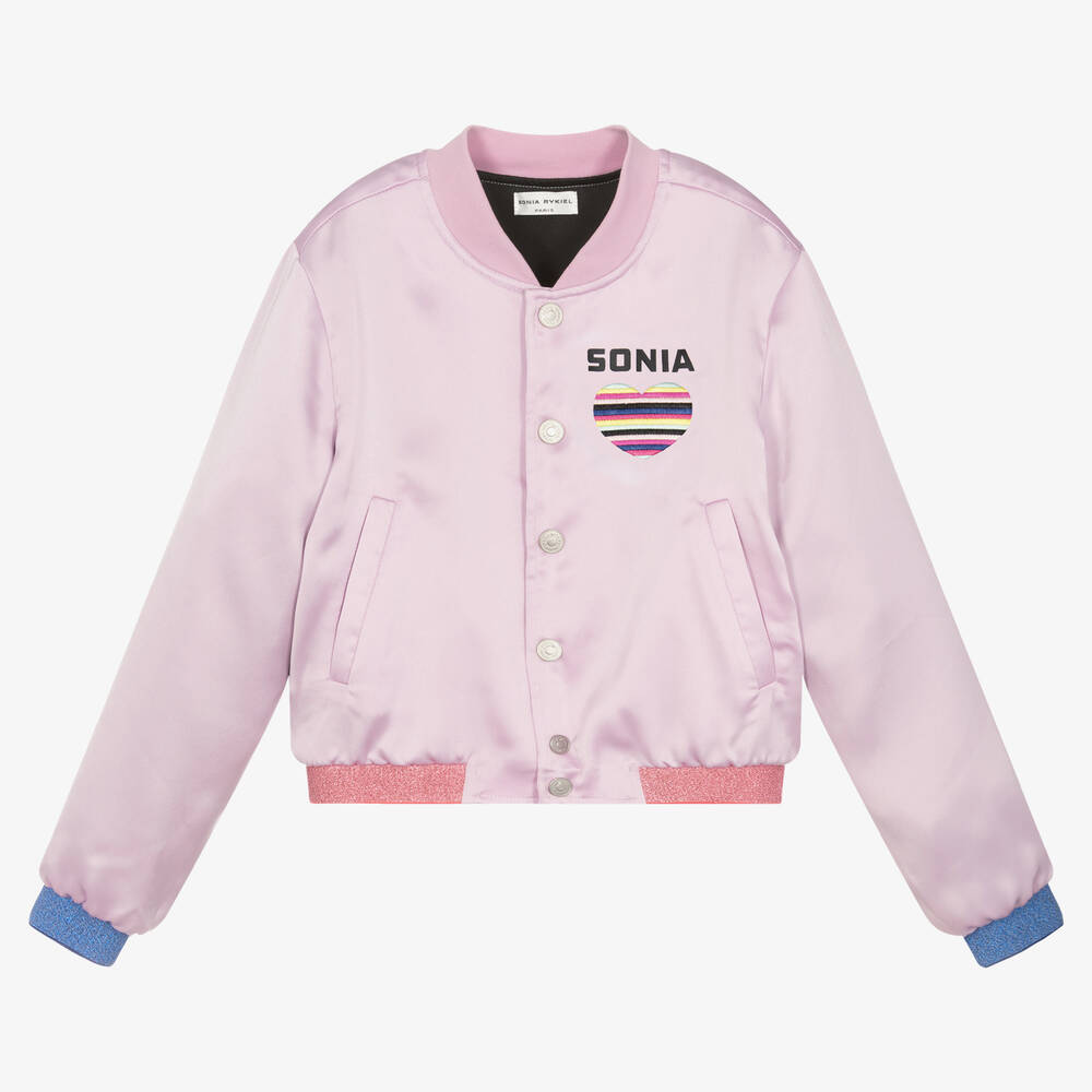Sonia Rykiel Paris-Teen Girls Purple Satin Bomber Jacket | Childrensalon Outlet
