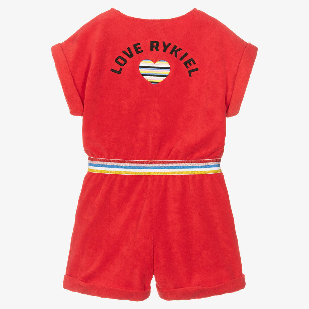 Sonia Rykiel Paris-Teen Girls Red Cotton Logo Playsuit | Childrensalon Outlet