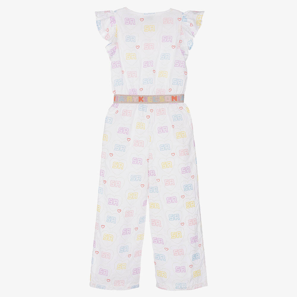 Sonia Rykiel Paris-Teen Girls White Cotton Embroidered Jumpsuit | Childrensalon Outlet