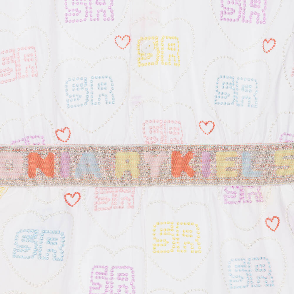 Sonia Rykiel Paris-Teen Girls White Cotton Embroidered Jumpsuit | Childrensalon Outlet