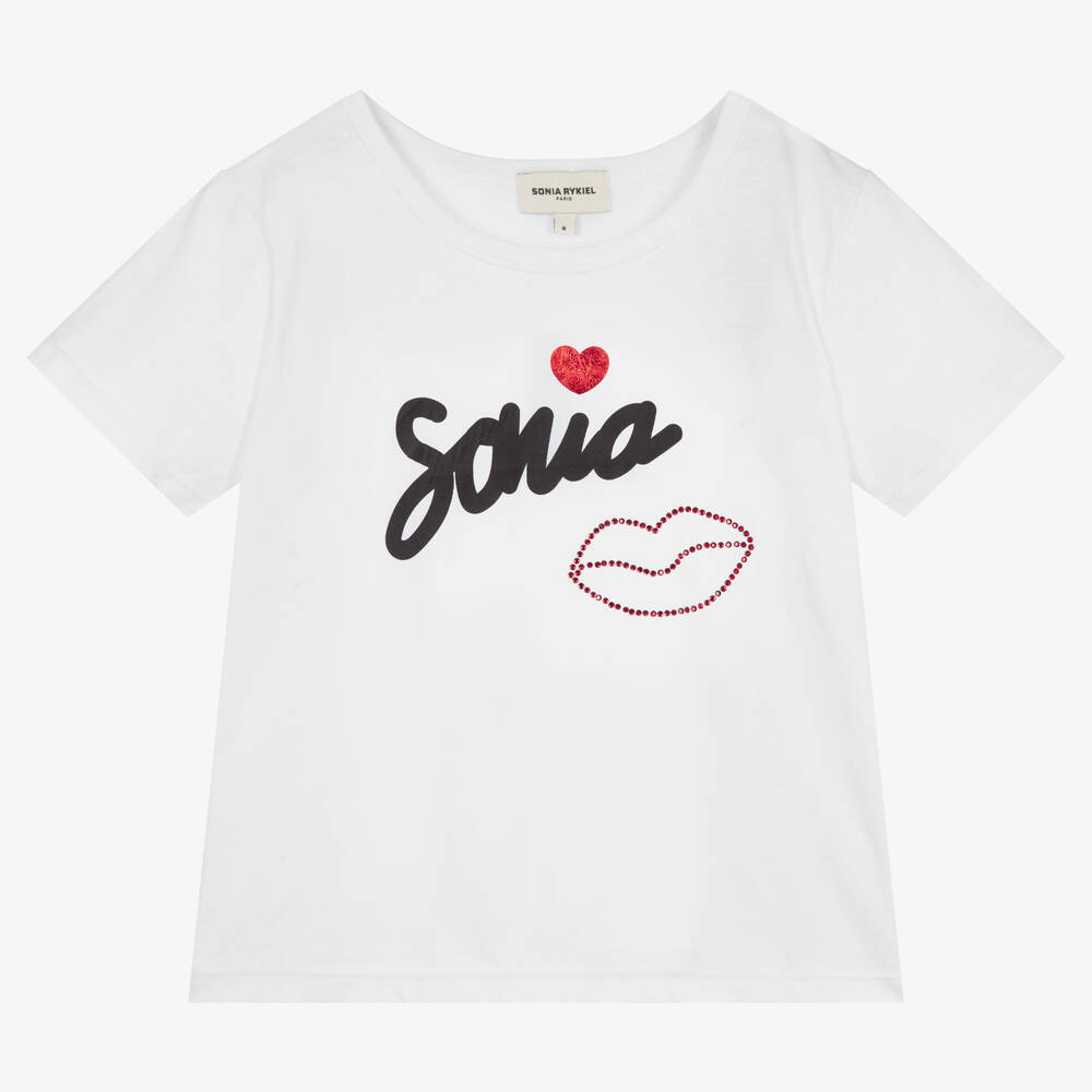 Sonia Rykiel Paris - Teen Girls White Cotton Logo T-Shirt | Childrensalon