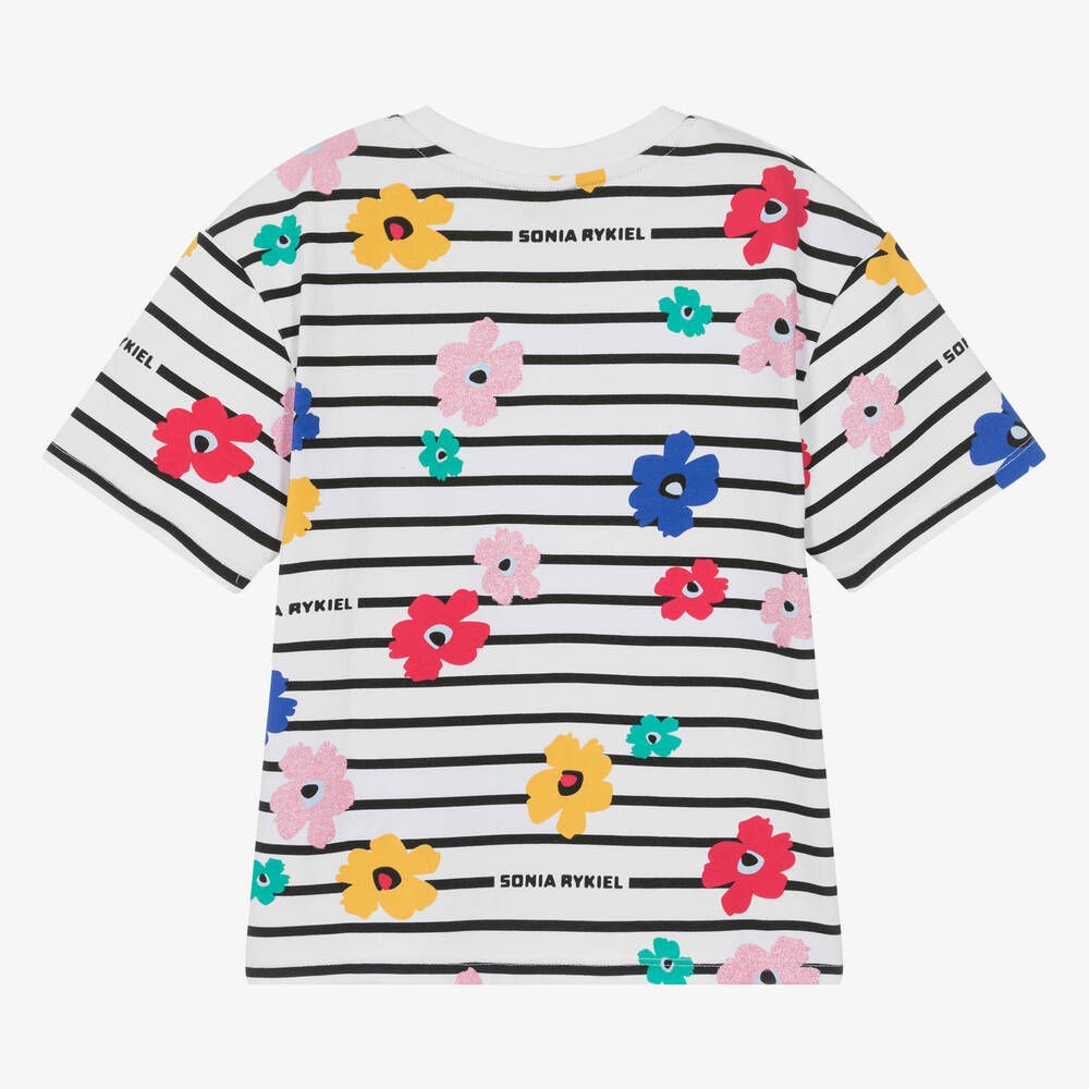Sonia Rykiel Paris - Teen Girls White Striped & Floral T