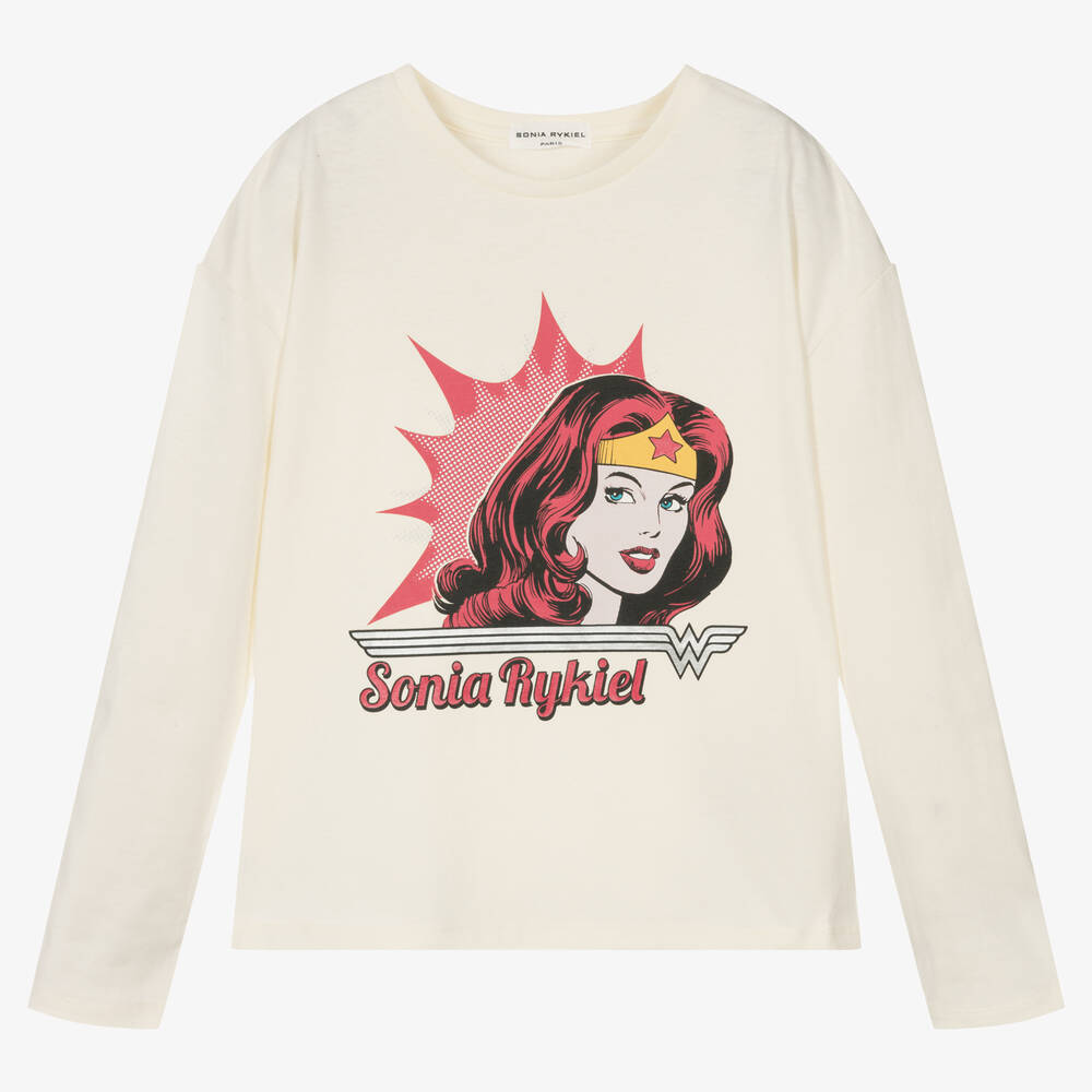 Sonia Rykiel Paris-توب تينز بناتي قطن لون عاجي | Childrensalon Outlet