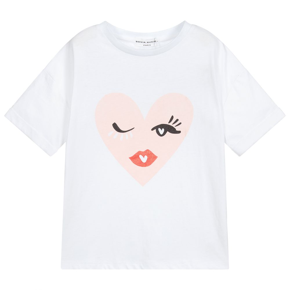 Sonia Rykiel Paris - White Cotton Logo T-Shirt | Childrensalon