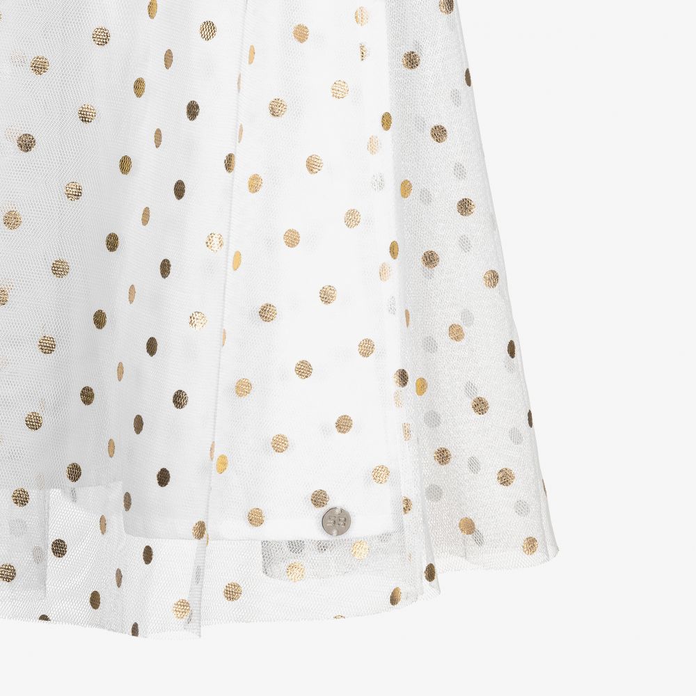 Sonia Rykiel Paris-Белое платье из тюля в горошек | Childrensalon Outlet