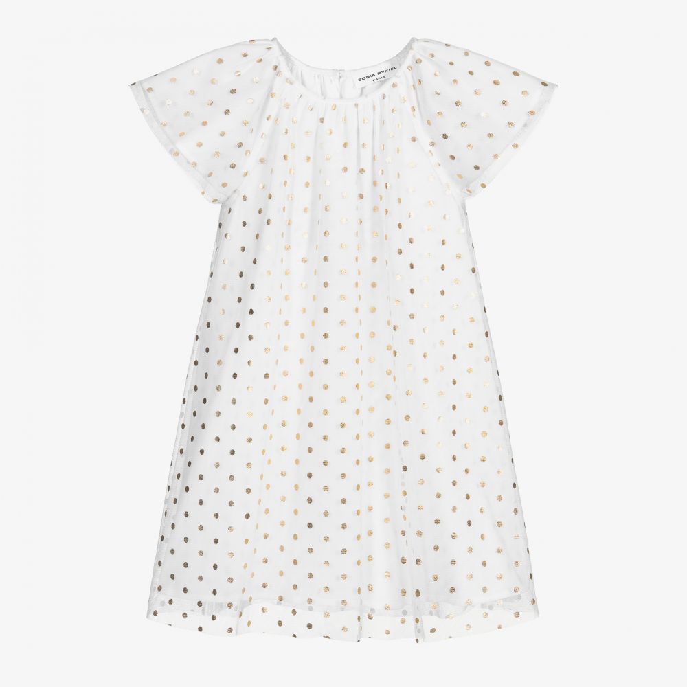 Sonia Rykiel Paris - Robe à pois blanche en tulle | Childrensalon